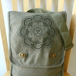 Mandala Canvas Messenger Bag Laptop Bag Shoulder Bag image 3