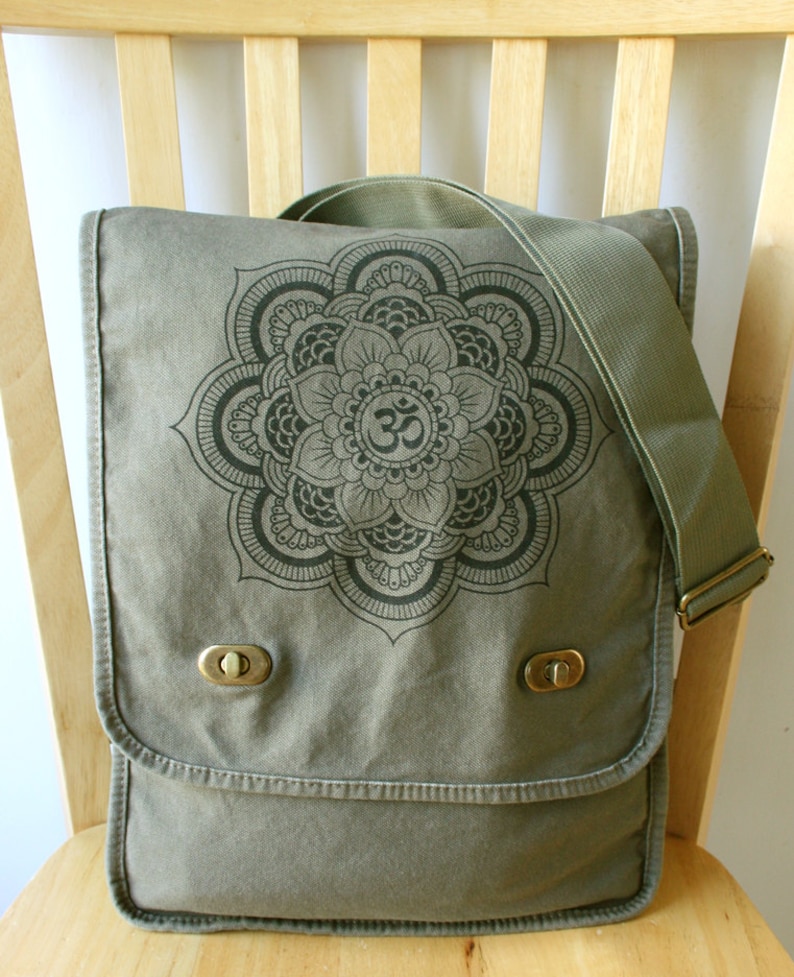 Mandala Canvas Messenger Bag Laptop Bag Shoulder Bag image 3