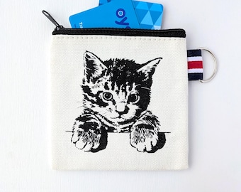 Cat Coin Purse Small Zipper Pouch Kitten Gift Card Holder