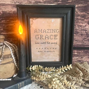 Primitive Hymns des Glaubens ""Amazing Grace"" druckbare Kunst - Sofortiger Download - Digitale primitive Kunst - JPG-Format - Digitale Kunst - Prim Decor."