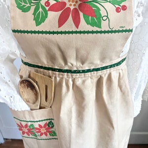 Vintage Retro Christmas Apron Full Bib Apron Altered Apparel Vintage Christmas Apron Retro Christmas Kitchen Apron Holiday Decor image 5