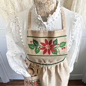 Vintage Retro Christmas Apron Full Bib Apron Altered Apparel Vintage Christmas Apron Retro Christmas Kitchen Apron Holiday Decor image 3