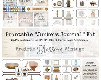 Digital "Junkers Journal" Kit - Printable Journal Pages and Ephemera Cards - Instant Downloads - Junk Journals - Printable Journal Kit - JPG