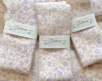 1 Yd Purple Floral Torn Fabric Ribbon - Torn Fabric Strips - Coffee Dyed Ribbon - Soft Flannel Ribbon - Journal Craft Ribbon - Frayed Ribbon