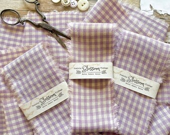 1 Yd Purple Gingham Torn Fabric Ribbon - Torn Fabric Strips - Coffee Dyed Ribbon - Farmhouse Ribbon - Journal Craft Ribbon - Frayed Ribbon