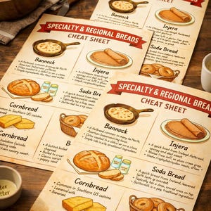 Lot de guides de cuisson imprimables pour le pain Ensemble d'affiches infographiques de cuisine, pains artisanaux régionaux à grains entiers, cadeau déco PDF image 6