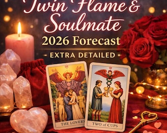 Pronóstico para llamas gemelas y almas gemelas 2026 – Lectura de energía amorosa – Perspectiva de conexión divina – Lectura personalizada en PDF