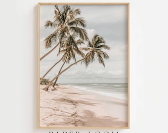 Coastal Beach Wall Art, Palm Tree Print, Tropical Ocean Decor Printable Digital Download