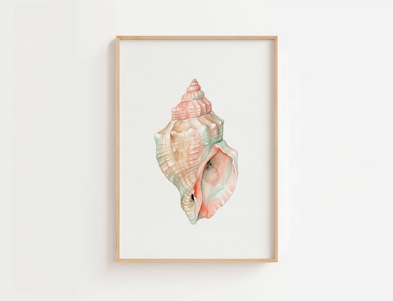 Watercolor Seashell Wall Art Set of 3, Coastal Printable Decor, Beach Shell Prints image 13