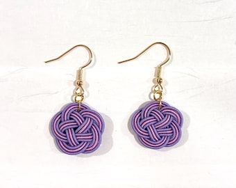Mizuhiki Earrings – Handmade Japanese Jewelry/pink/purple/