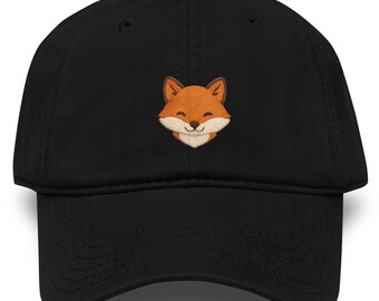 Gorro de zorro bordado • Gorra de papá con diseño de animal kawaii