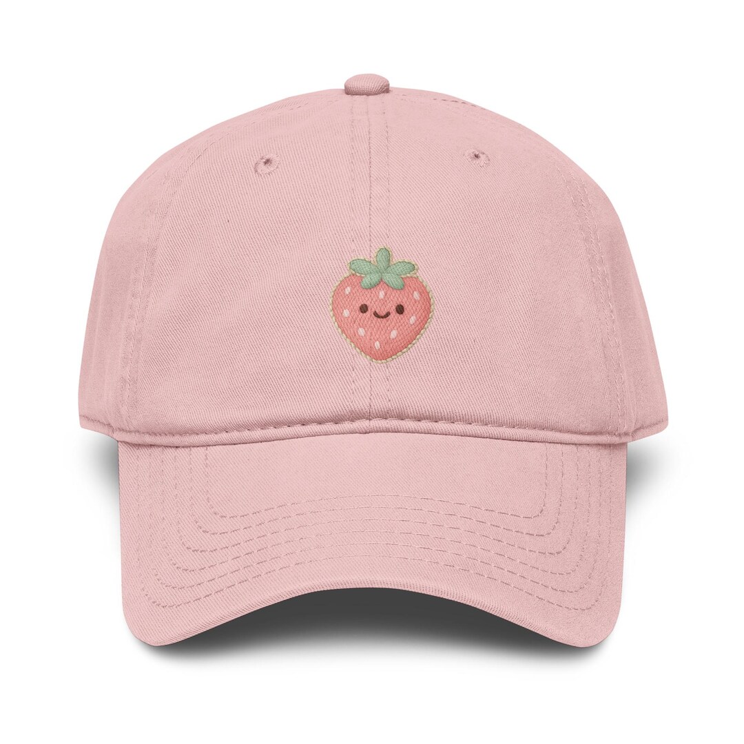 Cute Strawberry Smile Embroidered Cap • Soft Girl Aesthetic Hat • Fruit ...