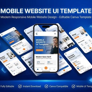 Mobile App Website Template | SaaS Landing Page | Canva Editable Design (Digital Download)