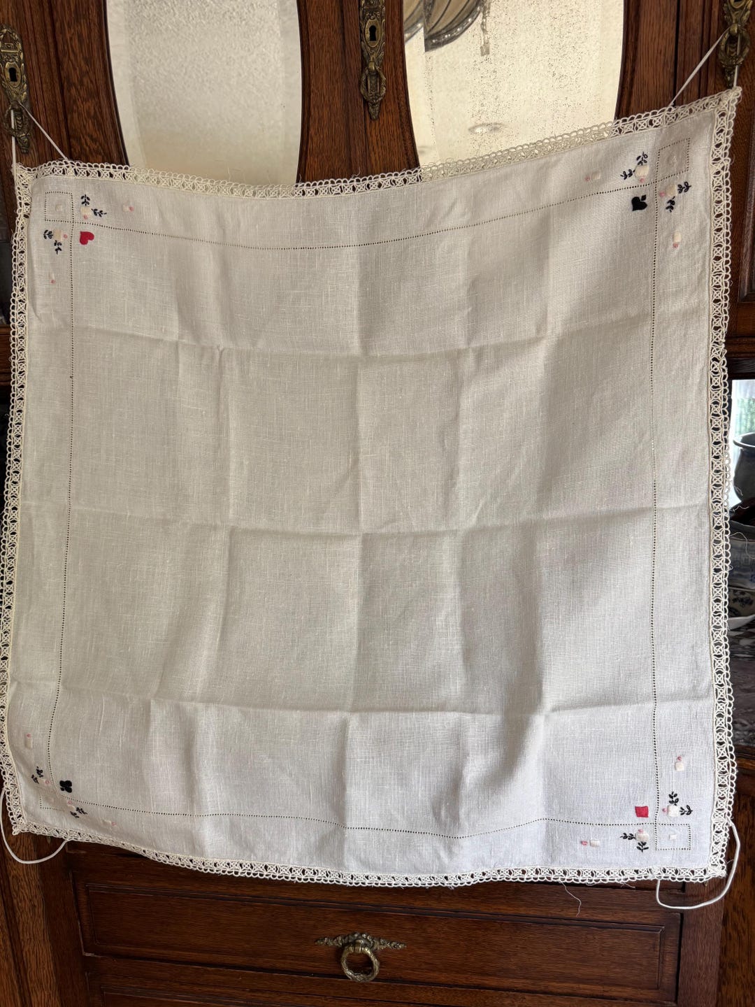 Embroidered Card Tablecloth, Suits Design, 28