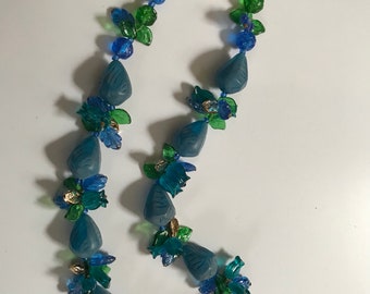 Vintage necklace marked “Germany” - beads in blues and greens