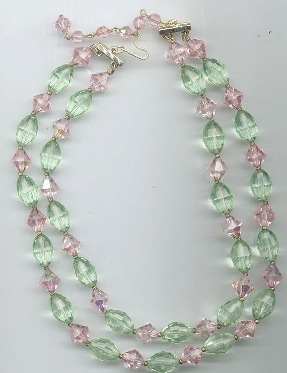 Lovely 2-strand vintage Czech crystal necklace --… - image 1