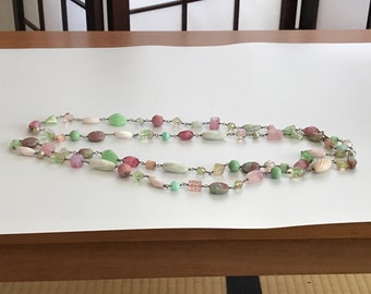 Totally beautiful long vintage necklace with vintage Czech glass beads linked to one another - 56 inches1