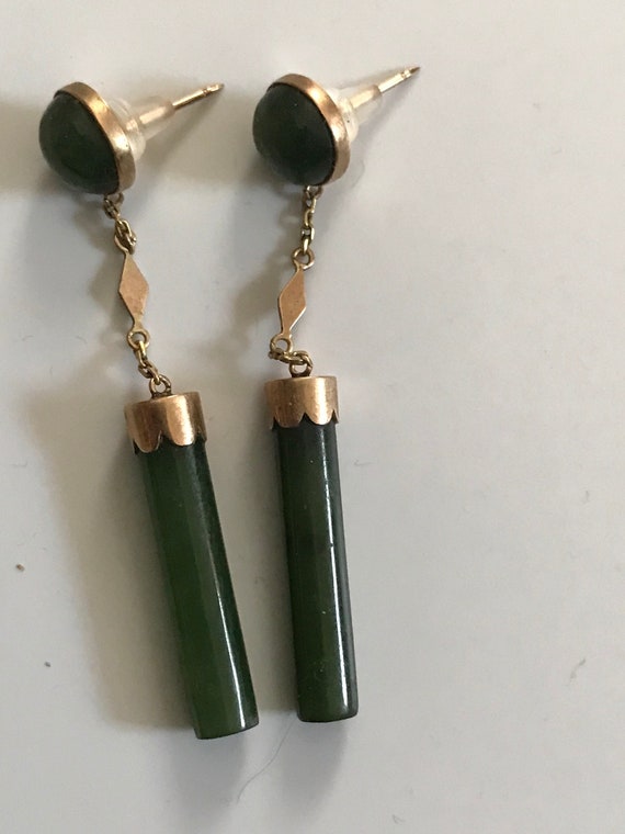 Slim and elegant vintage jade earrings
