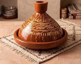 Moroccan Handmade Tagine Pot Traditional Clay Cooking Decor