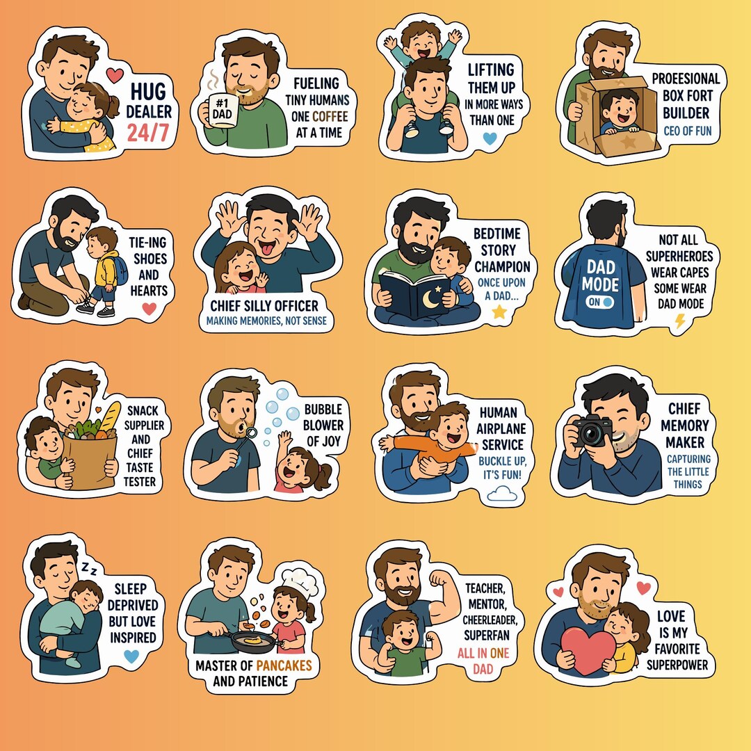 Dad Sticker Bundle PNG | Fatherhood Humor Stickers | Father Life ...