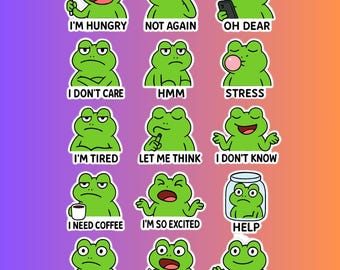 Groda Meme-klistermärken Bundle | Rolig Planner Clipart (digital nedladdning)