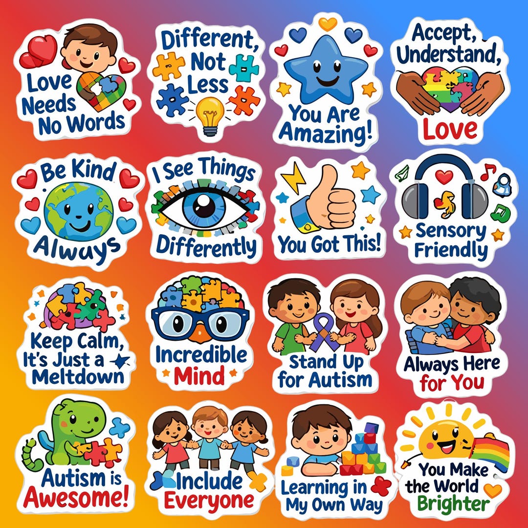 Autism Awareness Sticker Bundle | 16 Printable Stickers | World Autism ...