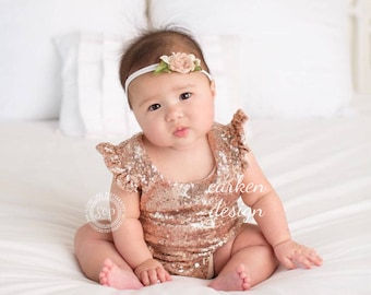 FINAL SALE - Sequin leotard, rose gold leotard, sequin romper, toddler leotard, dance leotard, rose gold, gold