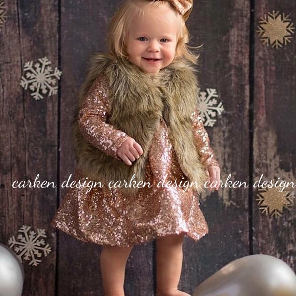 FINAL SALE - rose gold sequin dress, formal dress, flower girl dress, sparkly dress, toddler sequin dress, long sleeve dress