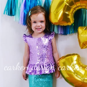 mermaid top, mermaid shirt, toddler mermaid costume, sequin top, mermaid birthday, mermaid dress, mermaid outfit, girls sequin top TOP ONLY image 7