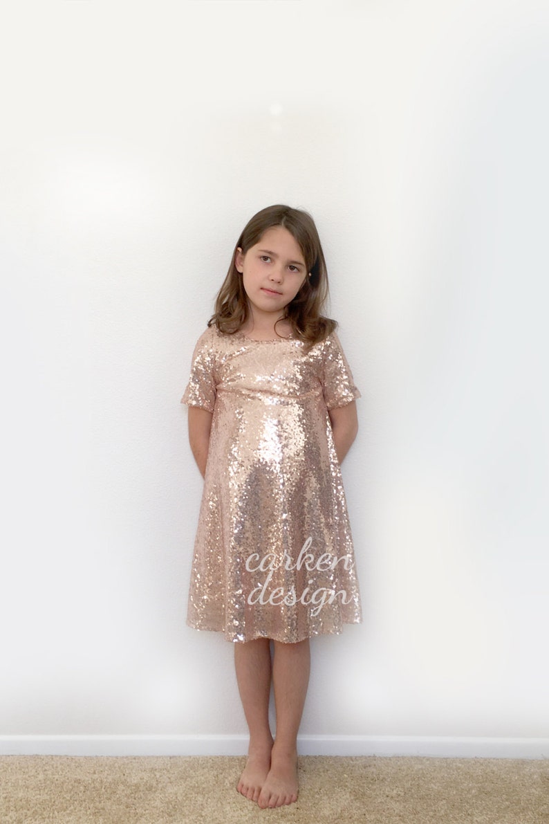 FINAL SALE flower girl dress, flowergirl dress, girls sequin dress, rose gold toddler dress, toddler sequin dress, girls formal dress image 3