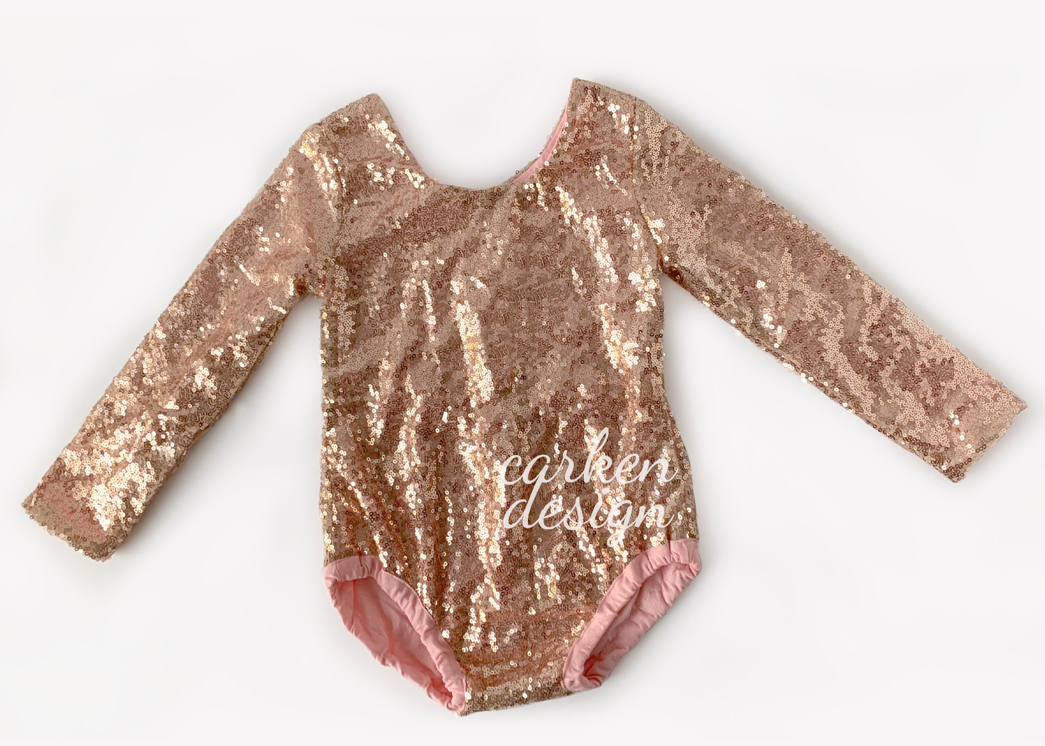 ROSE GOLD long sleeve sequin leotard bodysuit sequin romper | Etsy