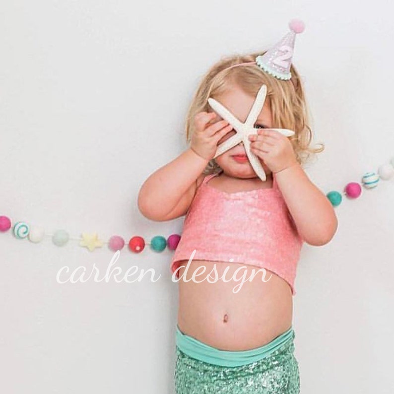 mermaid top, mermaid shirt, toddler mermaid costume, toddler crop top, mermaid party, toddler halloween costume, sequin halter top TOP ONLY image 1