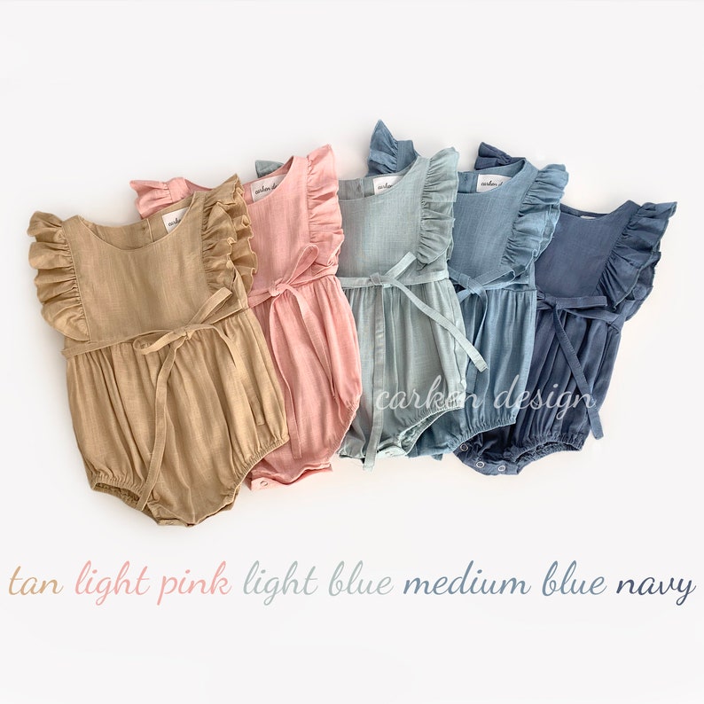 romper girls romper baby girl romper LIGHT PINK linen romper baby romper toddler girl romper linen baby romper