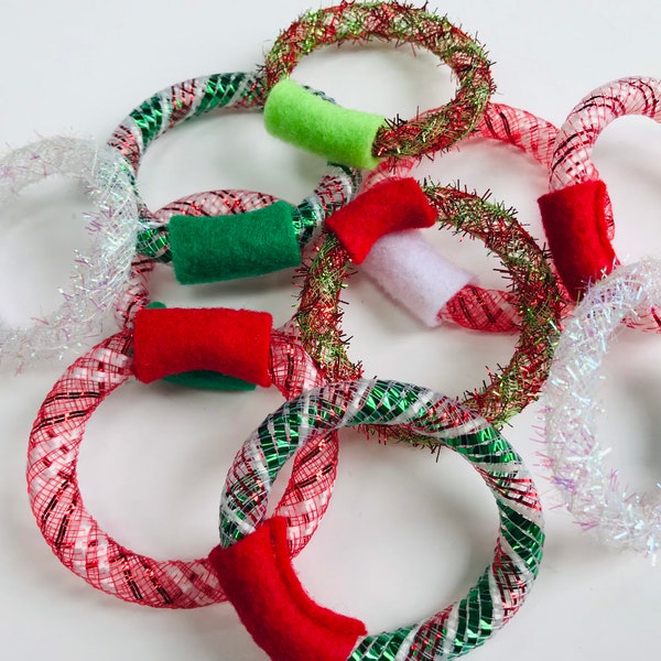 HOLIDAY Scrunchies Mesh Ring Cat Toys- Set of 6