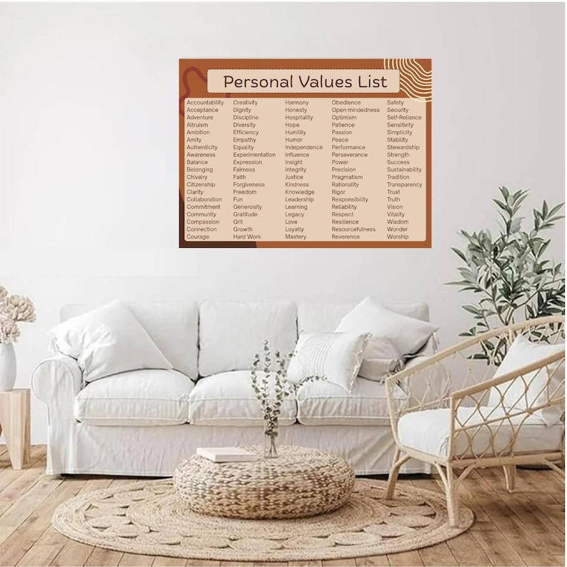 Top 50 Values Personal Values Printable Posters- Core Values Printable Core Beliefs ...
