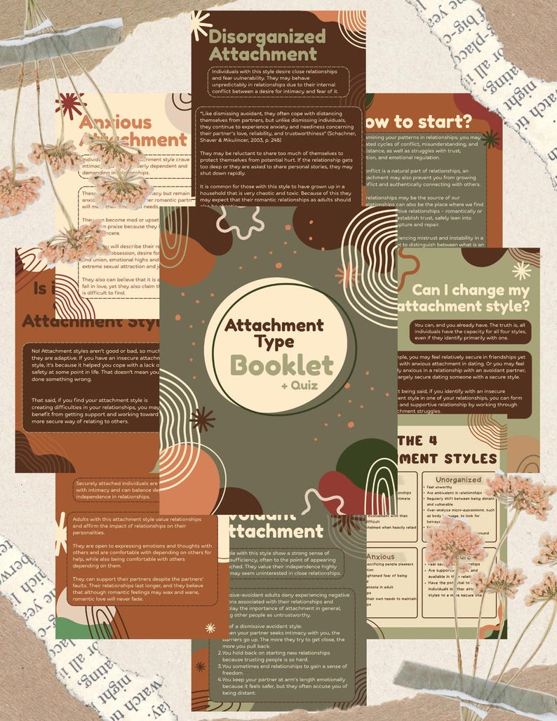 Attachment Styles Booklet Including Quiz Attachment Theory Avoidant ...