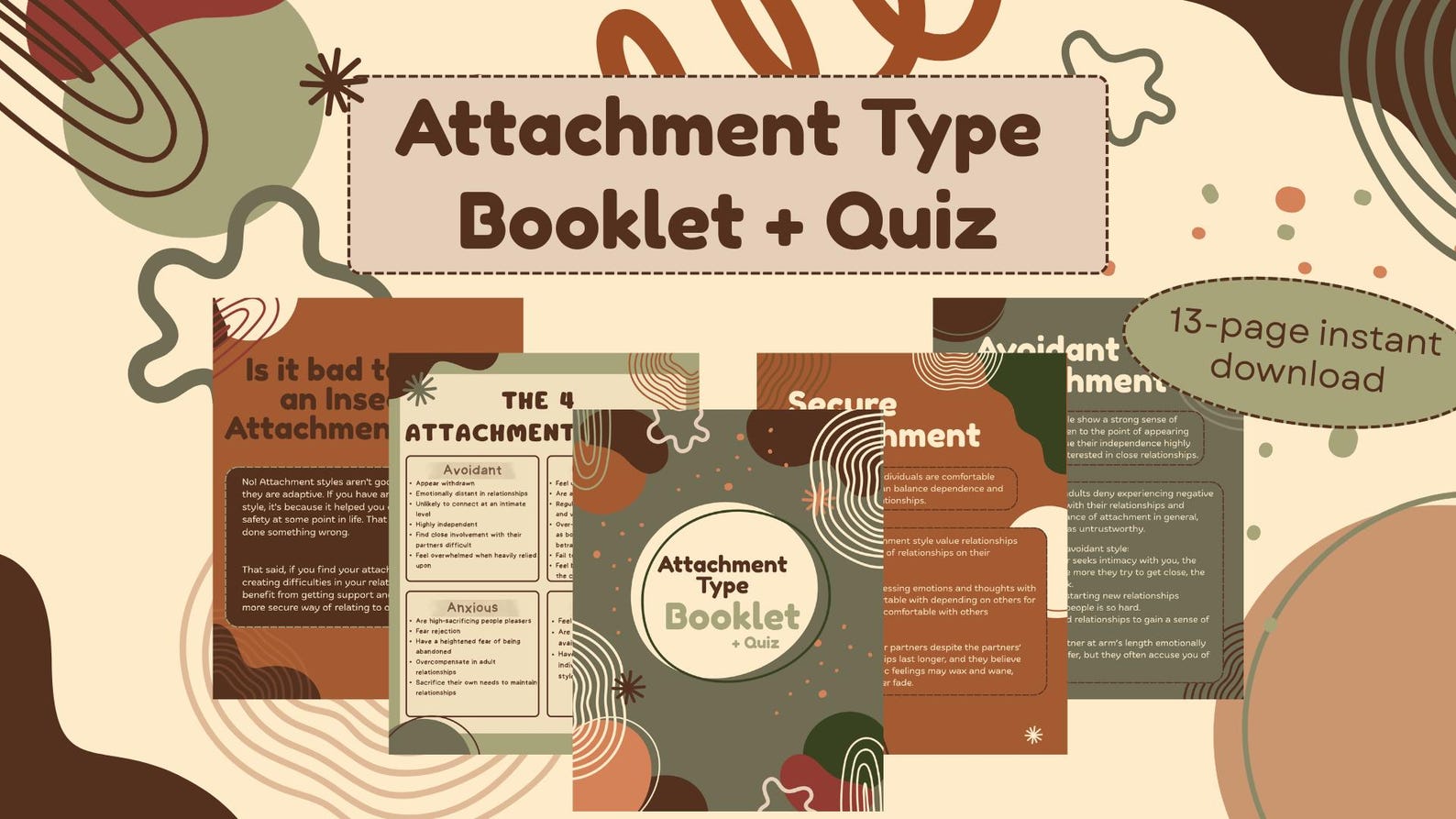 Attachment Styles Booklet Including Quiz Attachment Theory Avoidant ...