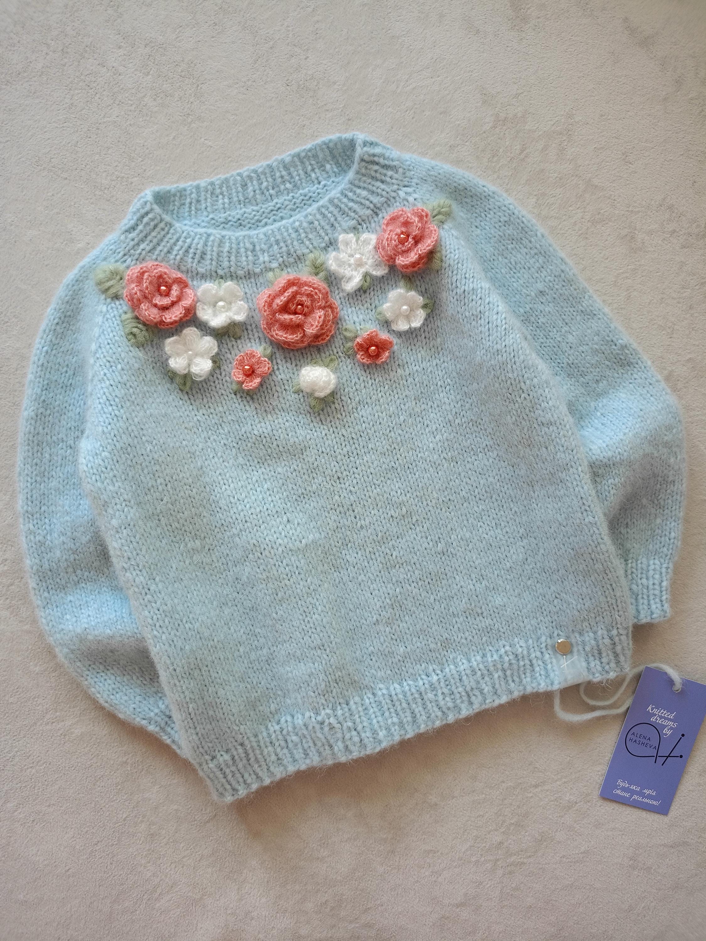 Baby Alpaca Sweater Girl, Hand Embroidered Floral Baby Cardigan, Soft Wool Knit Jumper, Children Clothing Toddler Gift