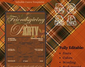 Friendsgiving Digital Template | Thanksgiving Editable Evite | Friendsgiving Fall Party Invitation | Digital Thanksgiving Invitation Evite