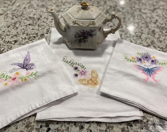 Juego de 4 paños de cocina con diseño de mariposas, 100 % algodón