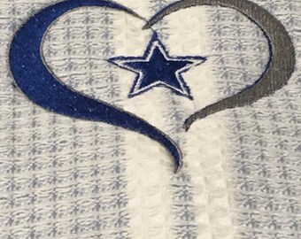 Paño de cocina con diseño de corazón de los Dallas Cowboys (50 x 76 cm)
