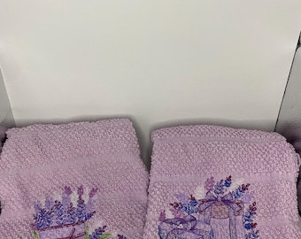 Juego de paños de cocina de algodón de rizo con diseño floral de lavanda francesa y cajas de regalo, 40,6 x 60,9 cm