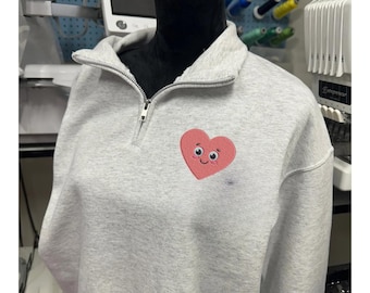 Custom Embroidered Quarter Zip Sweatshirt, Jerzees NuBlend 1/4-Zip Cadet Collar Sweatshirt, Personalized Logo Text Fleece Zipper Jacket Gift