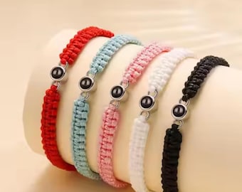 Customized Photo Projection Bracelet • Braided Rope Bracelet • Picture Inside Jewelry • Gift for Him • Memorial Gift