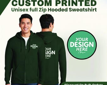 Personalized Zip Up Hoodie Sweatshirt, Custom Zip Up Hoodie, Customize Logo Hoodie, Team Logo Zip Up Hoodie, Personalized Sweatshirt