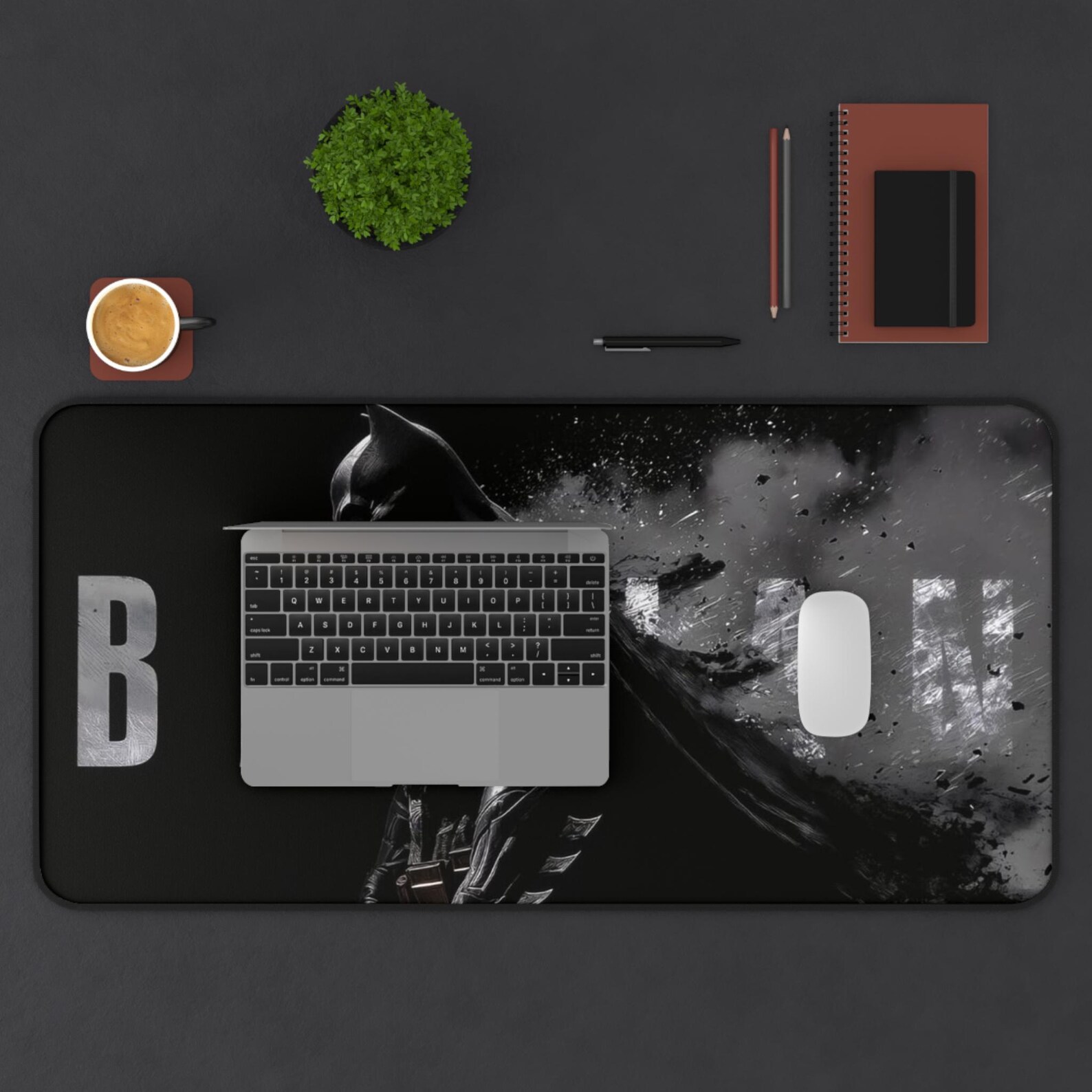 Batman Silhouette Desk Mat | Dark Knight Gaming Mousepad, Black Batman ...