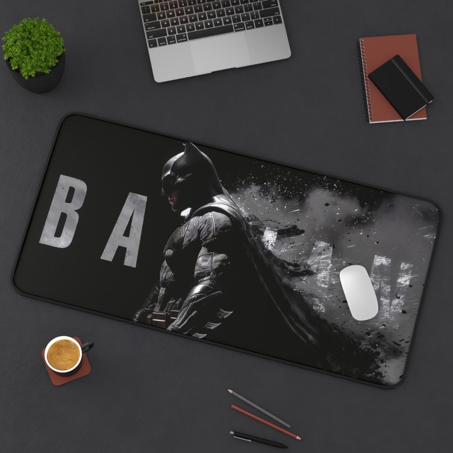 Batman Silhouette Desk Mat | Dark Knight Gaming Mousepad, Black Batman ...