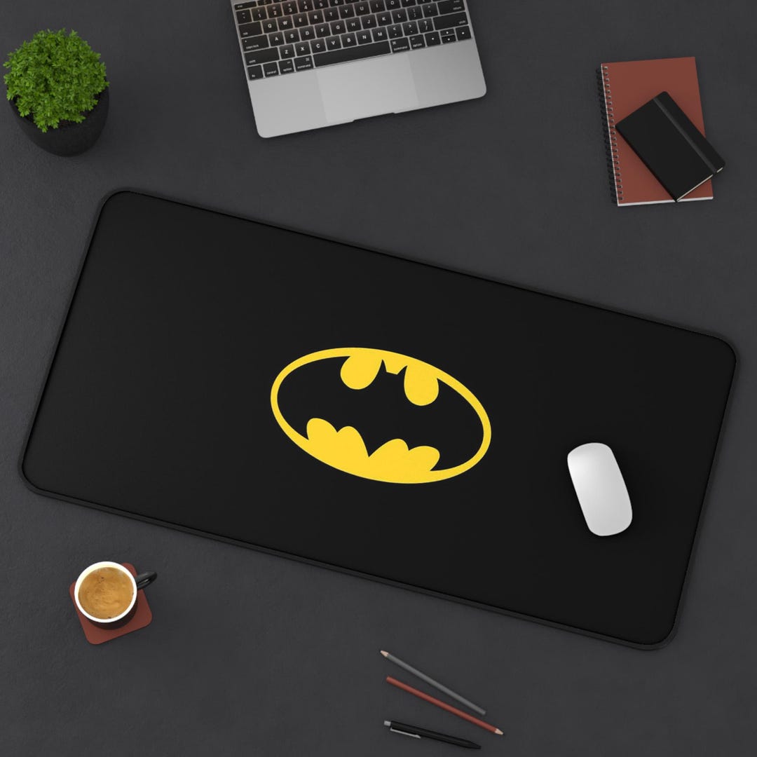 Batman Logo Desk Mat | Superhero Mousepad Gaming Surface - Etsy