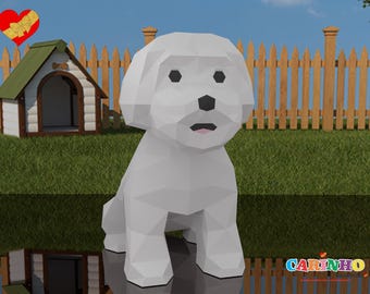 Maltese Dog Papercraft Low Poly