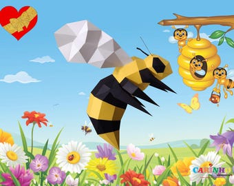 Bee Papercraft Low Poly